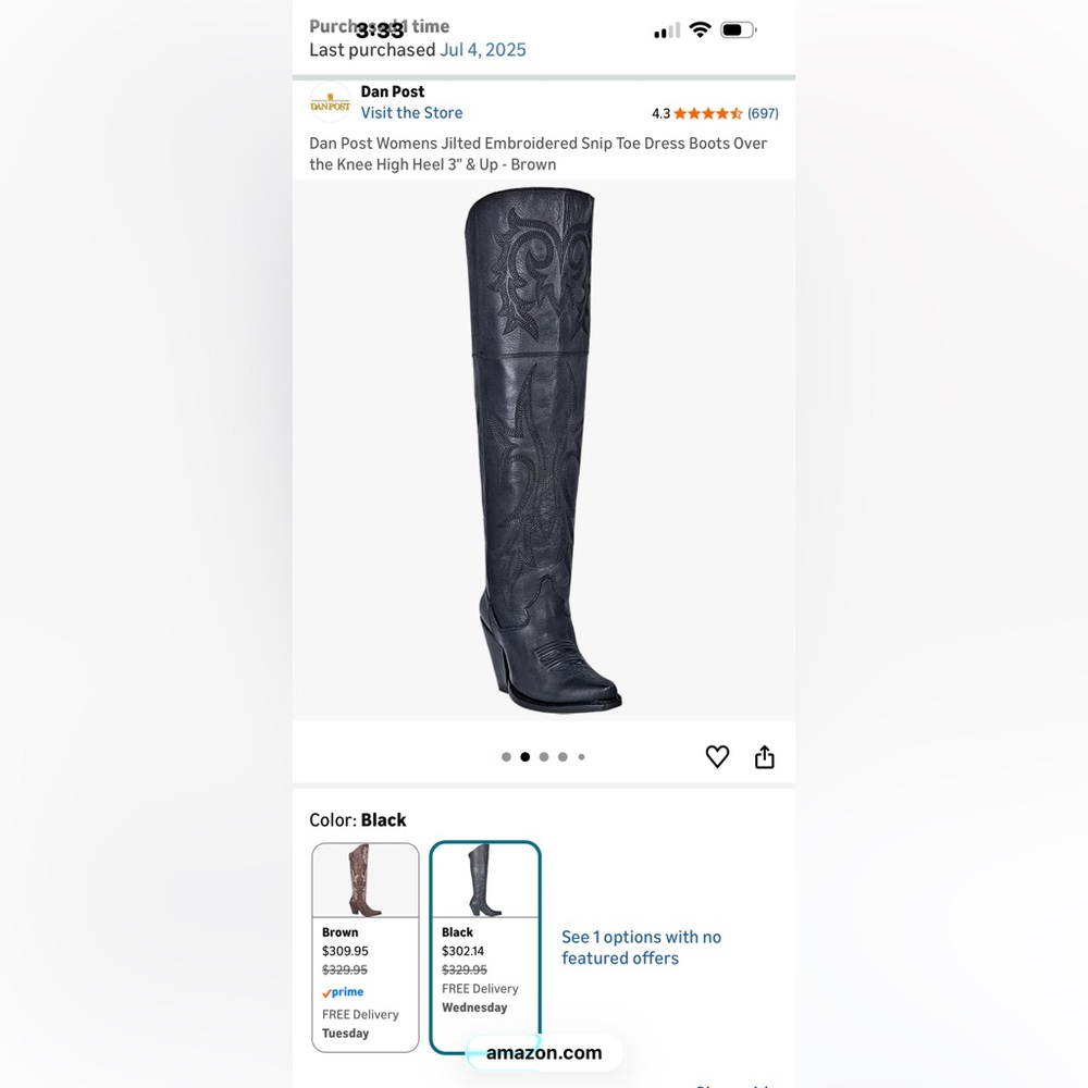 Dan Post “Jillted” Black Leather Knee-High Boots - Picture 5 of 12